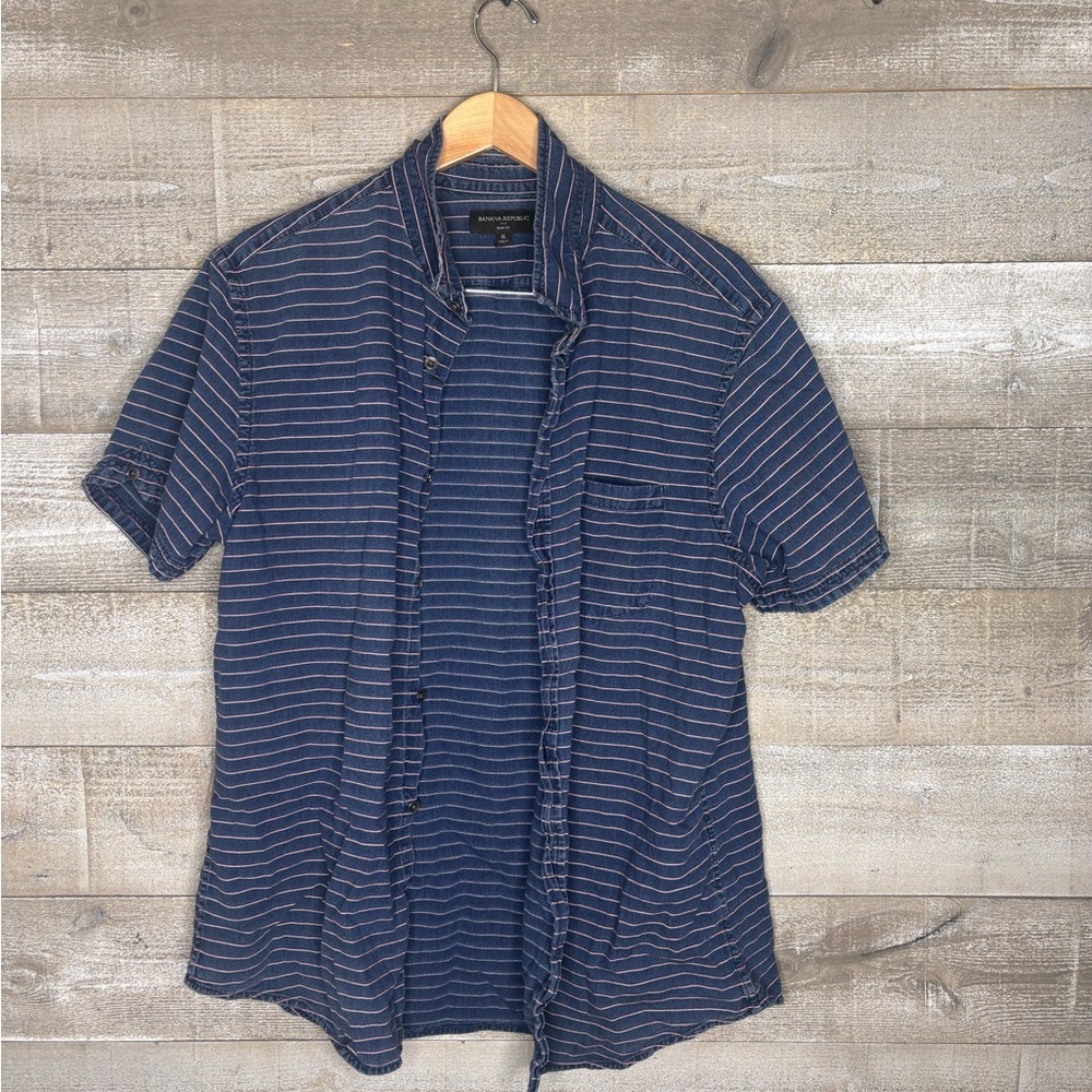 Banana Republic denim Navy Striped Casual Shirt